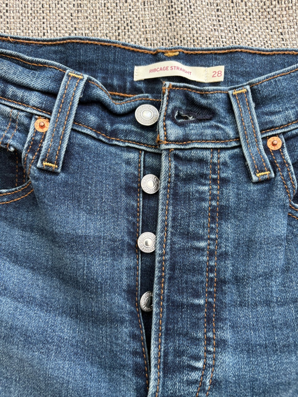 Levi High-Rise Ribcage Straight Leg Jeans - Medium Blue - 28 - Picture 3 of 3